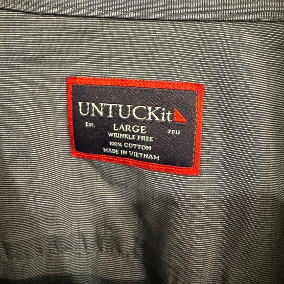 Untuckit Large Orville Shirt Wrinkle Free‎ Long Sleeve Casual Button Up Blue - Picture 3 of 4